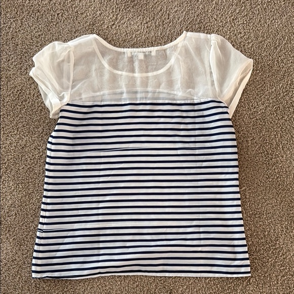 Francesca's Collections White and Navy Striped Blouse - Picture 3 of 4